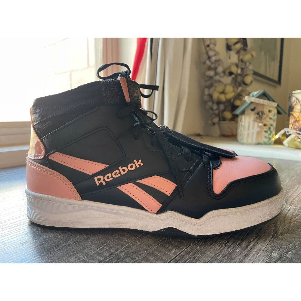 Reebok Women's Pink & Black Leather High Top Shoes RB495 Steel Toe W/ Strap 7W